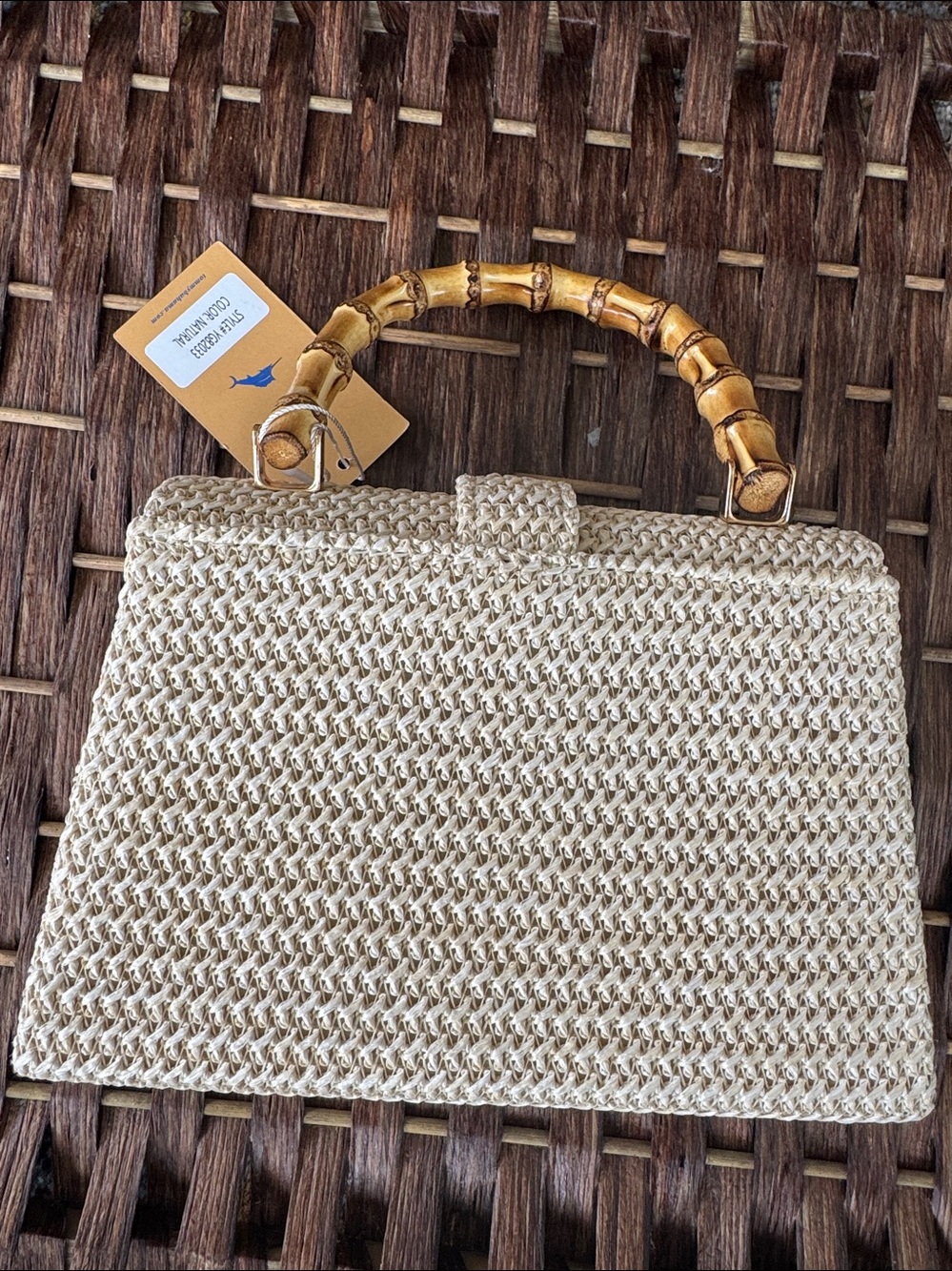 Tommy Bahama Natural Woven Straw/Raffia Handbag - Picture 3 of 12